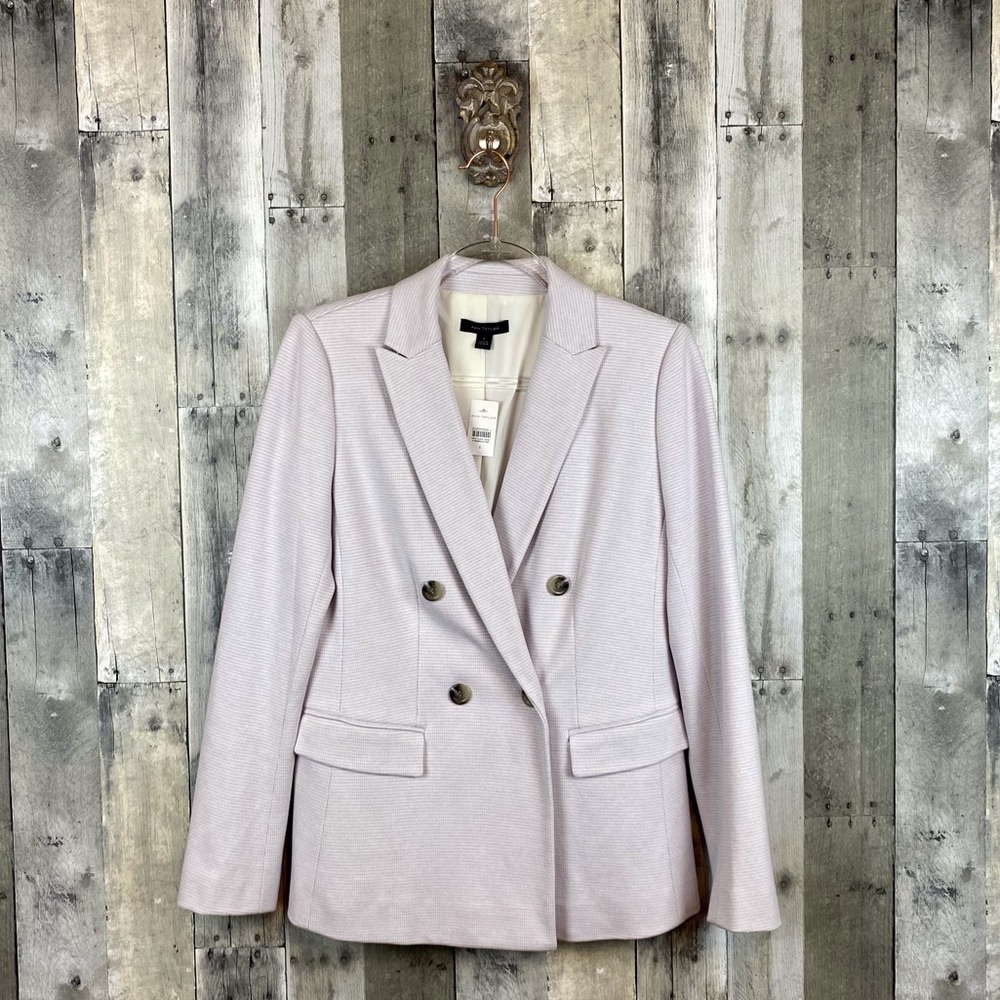 Ann Taylor Lavender Houndstooth Plaid Print Blazer Size 6 NWT! - Picture 3 of 14